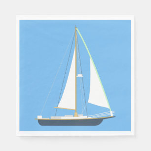 Servilleta De Papel Boda de Barco de Vela Azul Náutico en la Playa Fie