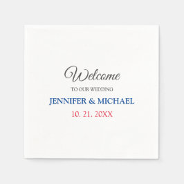 Servilleta De Papel Boda de bienvenida elegante en blanco y negro