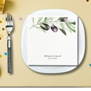Servilleta De Papel Boda de bifurcación de oliva