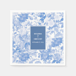 Servilleta De Papel Boda de Blue Watercolor Botanals Florals