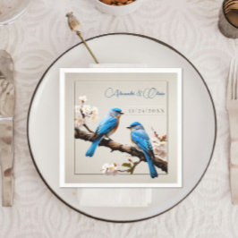 Servilleta De Papel Boda de Bluebirds de primavera