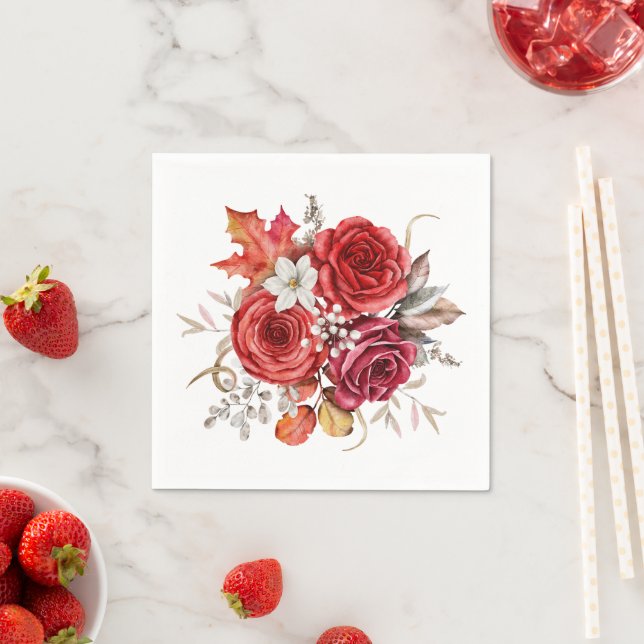 Servilleta De Papel Boda de Boho Fall Colours Florals (In situ)