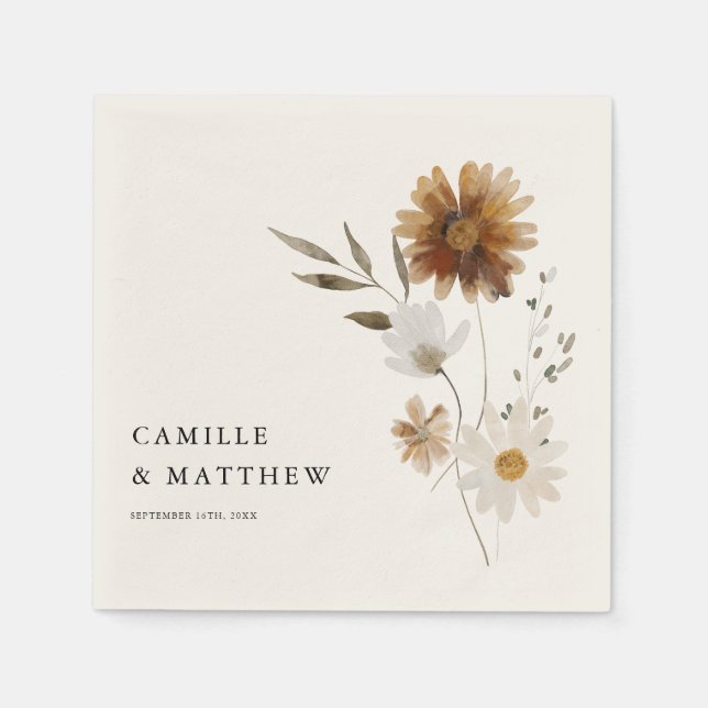 Servilleta De Papel Boda de Boho Fall Wildflower (Anverso)