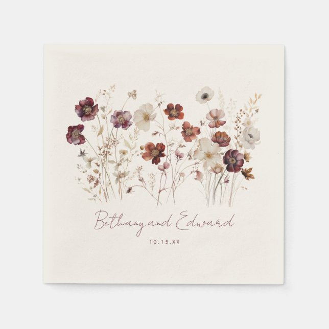 Servilleta De Papel Boda de Boho Fall Wildflower (Anverso)