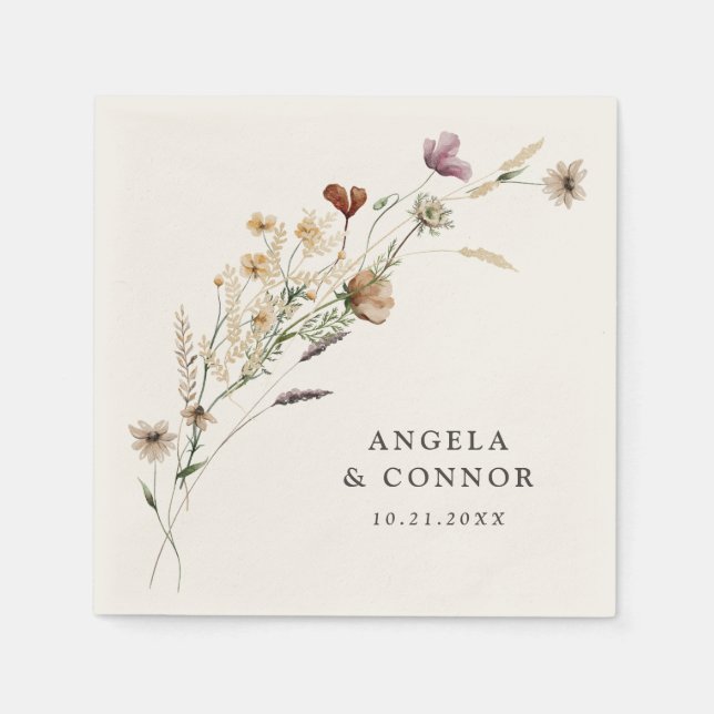 Servilleta De Papel Boda de Boho Fall Wildflower (Anverso)
