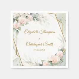 Servilleta De Papel Boda de boho floral y oro y eucalipto