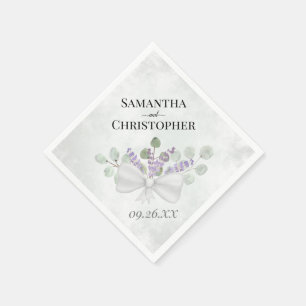 Servilleta De Papel Boda de Boho Rústico Eucalyptus & Lavender Bouquet