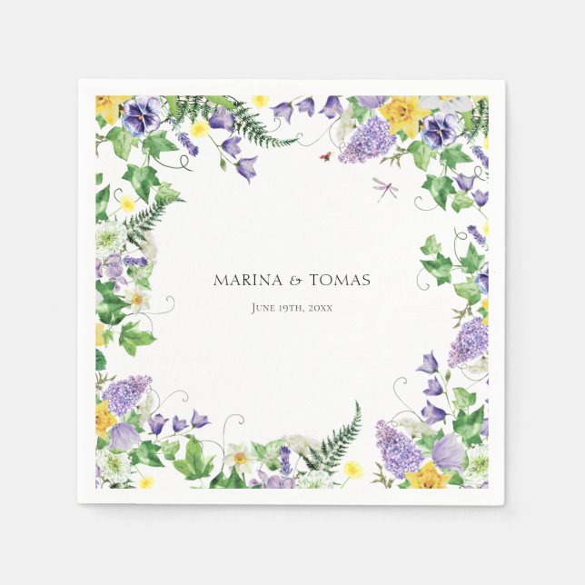 Servilleta De Papel Boda de Boho Wildflower ruso (Anverso)