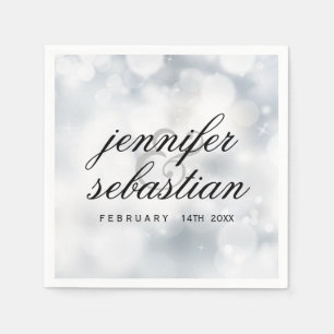 Servilleta De Papel Boda de bokeh de plata de lujo MONOGRAM