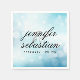 Servilleta De Papel Boda de bokeh purpurina azul de lujo MONOGRAM