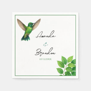 Servilleta De Papel Boda de borde botánico de leafy Green Hummingbird