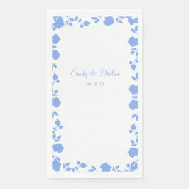 Servilleta De Papel Boda de borde floral azul de Bonito suave romántic