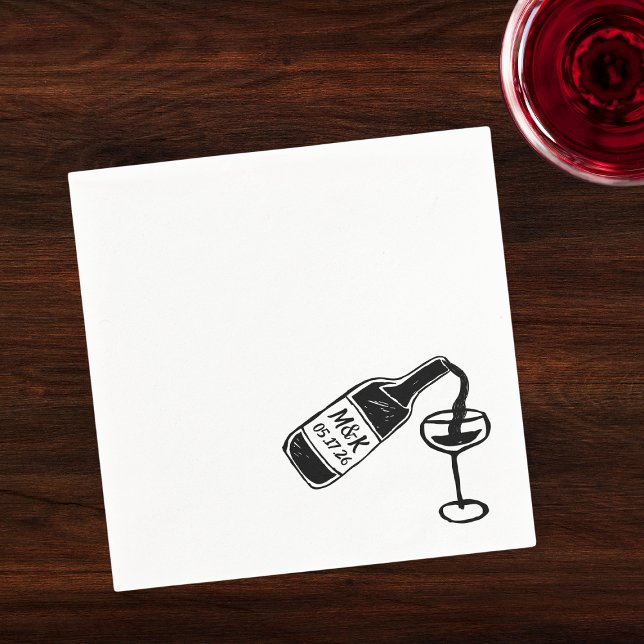 Servilleta De Papel Boda de botella de vino Personalizado dibujado a m (Subido por el creador)