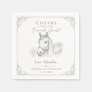 Servilleta De Papel Boda de Caballo Personalizada Ecuestre País Francé