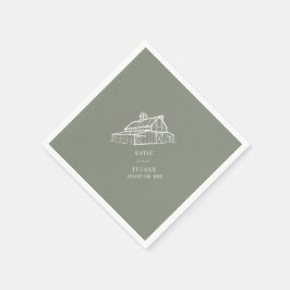 Servilleta De Papel Boda de Caída Rústica de la Granja Verde de Barn S