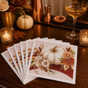 Servilleta De Papel Boda de Calabaza Blanca Harvest Chic