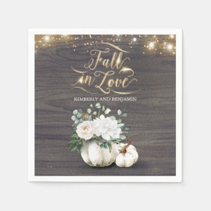 Servilleta De Papel Boda de calabaza floral blanca de otoño rústico