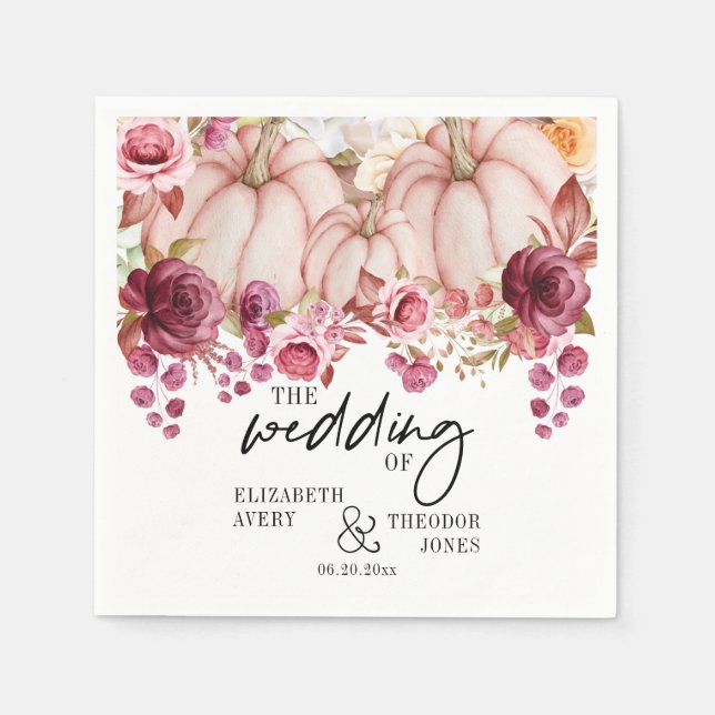 Servilleta De Papel Boda de calabaza personalizada Otoño (Anverso)
