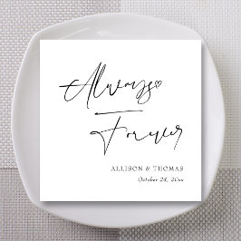 Servilleta De Papel Boda de caligrafía blanca y negra personalizado