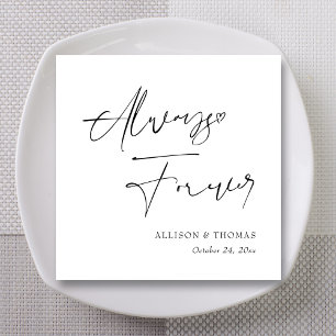 Servilleta De Papel Boda de caligrafía blanca y negra personalizado