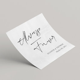Servilleta De Papel Boda de caligrafía blanca y negra personalizado