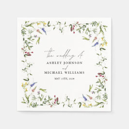 Servilleta De Papel Boda de caligrafía de flor silvestre de verano mod