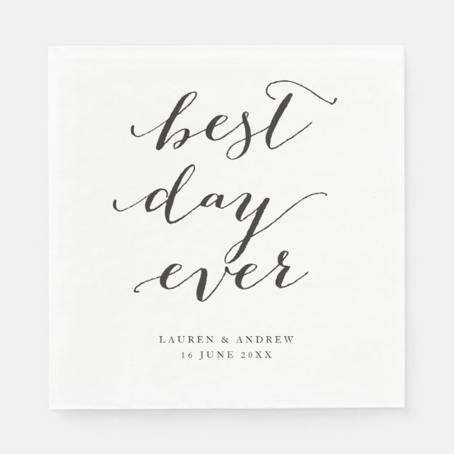 Servilleta De Papel Boda de caligrafía de mejor día de la historia (Anverso)