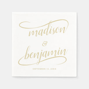 Servilleta De Papel Boda de caligrafía de swash manuscrito natural de