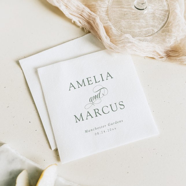 Servilleta De Papel Boda de caligrafía de venado verde de Sage (Subido por el creador)