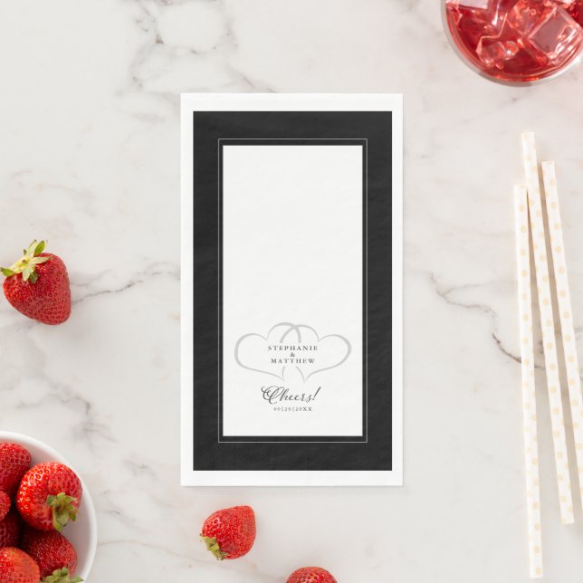 Servilleta De Papel Boda de caligrafía de vientos Cena blanca y negra (In situ)