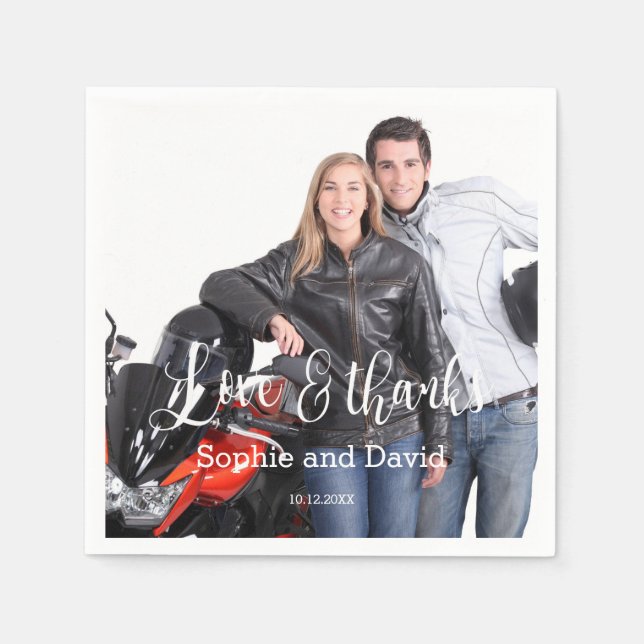 Servilleta De Papel Boda de caligrafía fotográfica de aspecto capricho (Anverso)