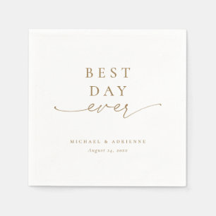 Servilleta De Papel Boda de caligrafía Gold Simple Best Day Ever