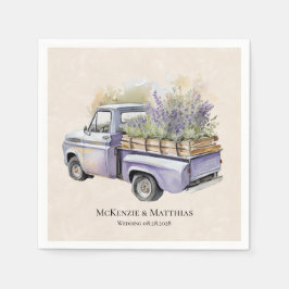 Servilleta De Papel Boda de Camión Vintage de Wisteria Morada