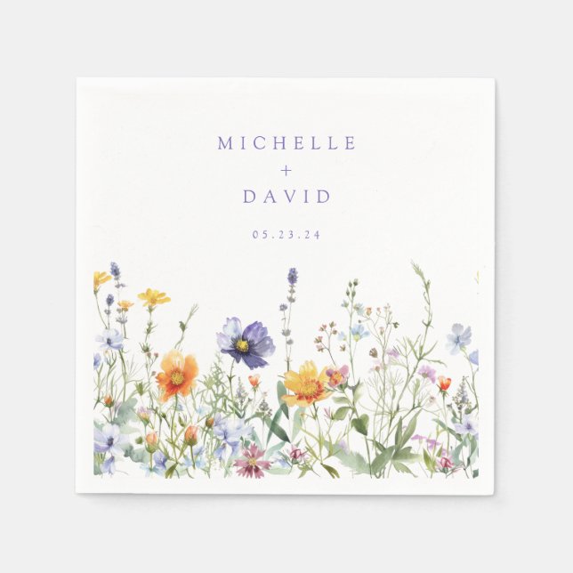 Servilleta De Papel Boda de campo de flores silvestres (Anverso)