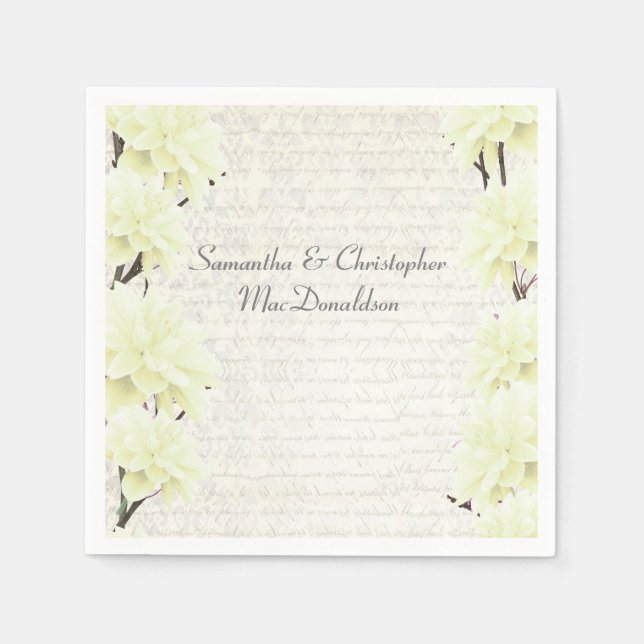 Servilleta De Papel Boda de campo floral amarillo pastel (Anverso)