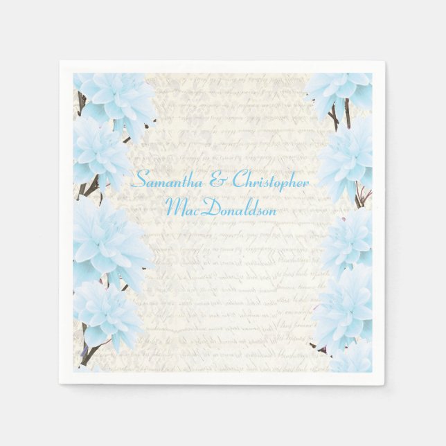 Servilleta De Papel boda de campo floral azul pastel (Anverso)