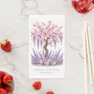 Servilleta De Papel Boda de cerezo y árbol de lavanda
