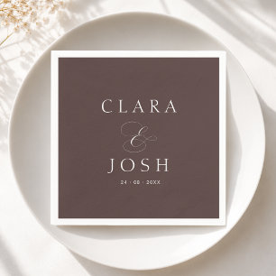 Servilleta De Papel Boda de chocolate marrón y ampersand con guión mín