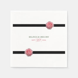 Servilleta De Papel Boda de cinta negra rosa rosa