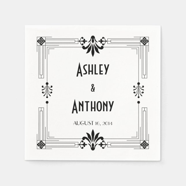 Servilleta De Papel Boda de citas de Novia Groom de los años 20 (Anverso)