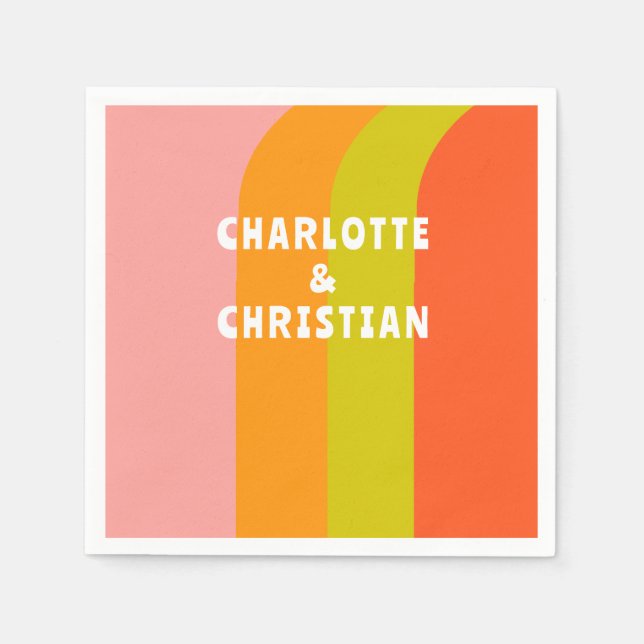 Servilleta De Papel Boda de Citrus Retro Negrita (Anverso)