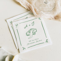 Boda de Coche Verde Vintage Dibujado a Mano Capric