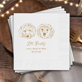 Servilleta De Papel Boda de Cocktail de Perro Dibujado Personalizada L
