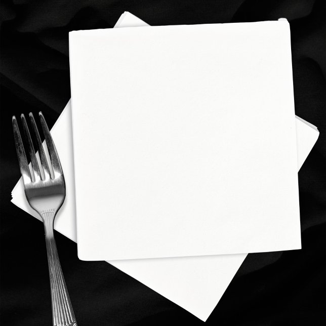 Servilleta De Papel Boda de cócteles Blancos de Plain Blank (Plain white black cocktail napkin. Fork for scale.)