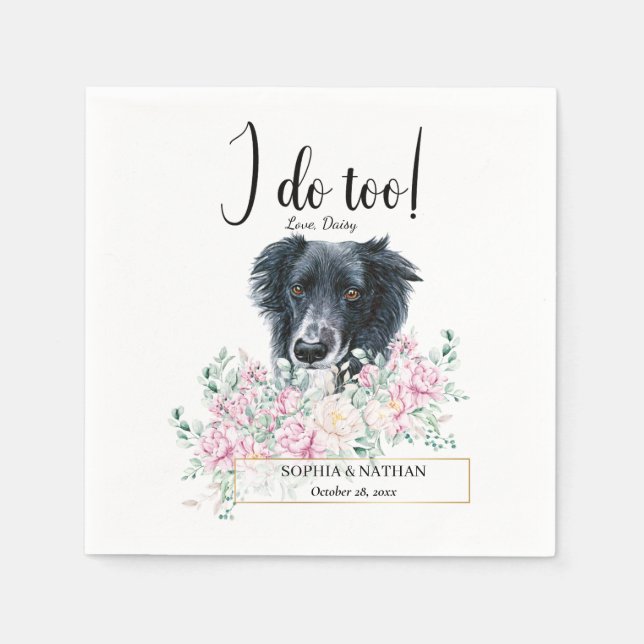 Servilleta De Papel Boda de cócteles Collie de borde (Anverso)