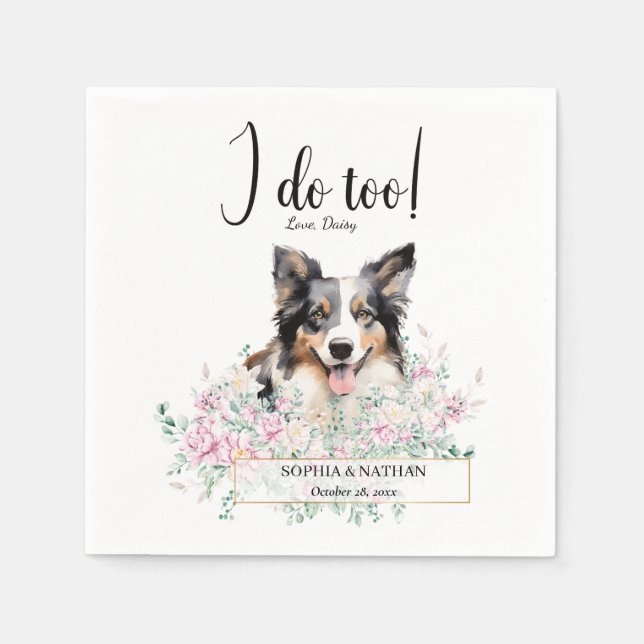 Servilleta De Papel Boda de cócteles Collie de borde (Anverso)