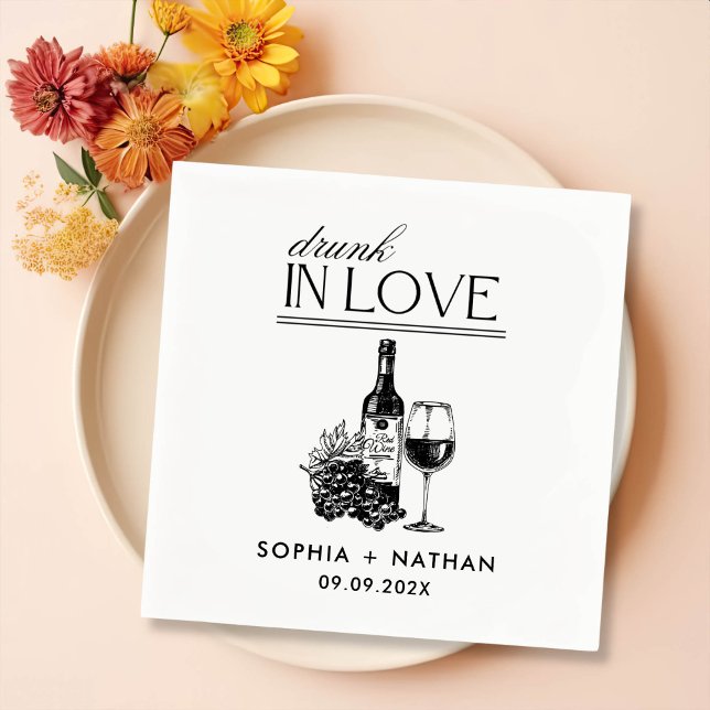 Servilleta De Papel Boda De Cócteles De Vino Personalizado En El Amor (Subido por el creador)