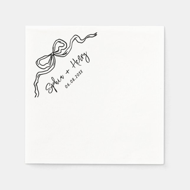 Servilleta De Papel Boda De Cócteles Sencillo De Mano Dibujada (Anverso)