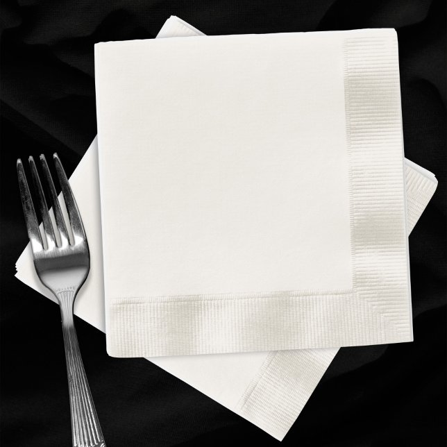 Servilleta De Papel Boda de cócteles White Blank Coined Plain Ecru (Plain ecru coined cocktail napkins for weddings. Fork for scale.)