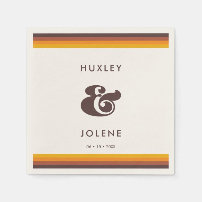 Servilleta De Papel boda de colores antiguos de los años 60 (Anverso)